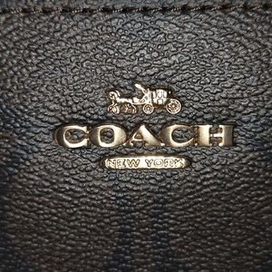 Coach Brown Leather Wristlet with Gold Accents